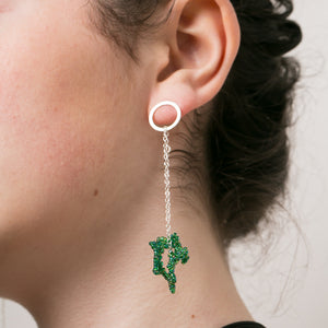 Twist collection earring silver w Green Murano Glass