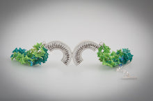 Load image into Gallery viewer, Double twist Sterling Silver on Green Murano Glass
