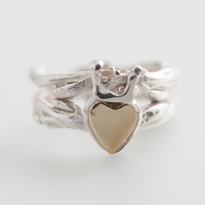 Double Claddagh ring with Gold Surface